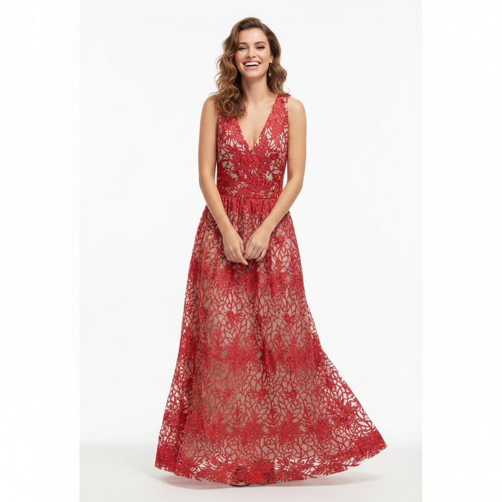 David Meister red and white embroidered dress, size 6, NEW WITH TAGS!